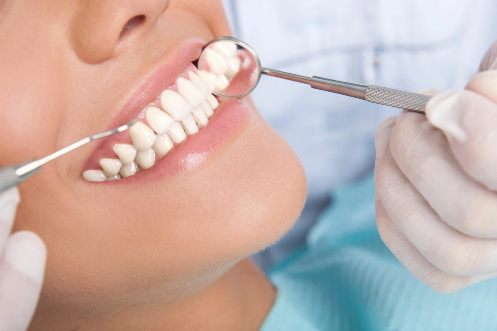 A person receiving a dental check-up